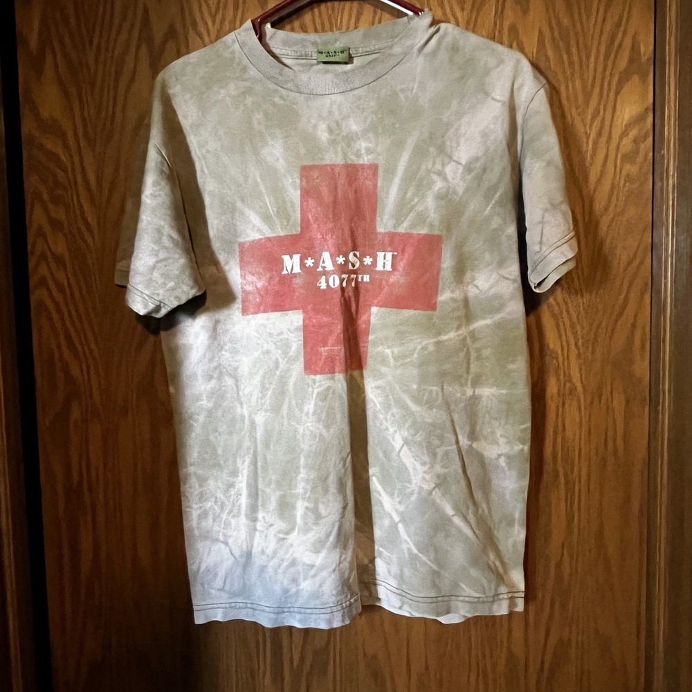 Vintage Mash TV SHOW Promo T Shirt 4077th Green & pink tie dye-est large